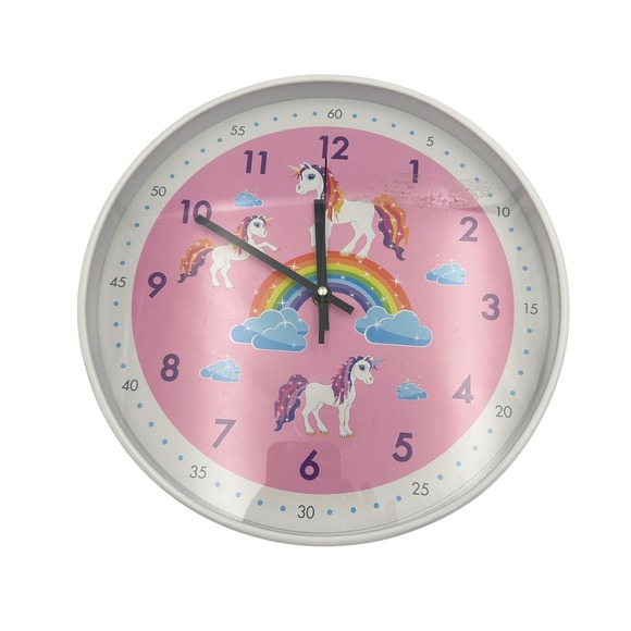 Unicorn Rainbow Wall Clock Pink Childrens Room Decor Kids Room Nursery Untested - Picture 1 of 4